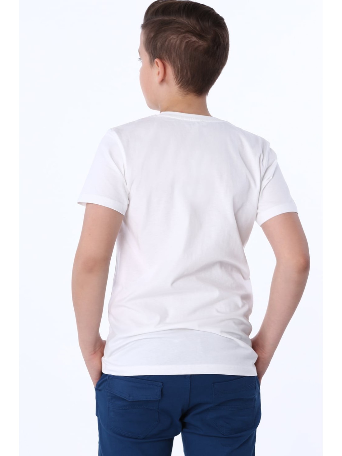 Tricou pentru baieti cu aplicatie cusuta, alb NDZ47001 - Magazin online - Boutique